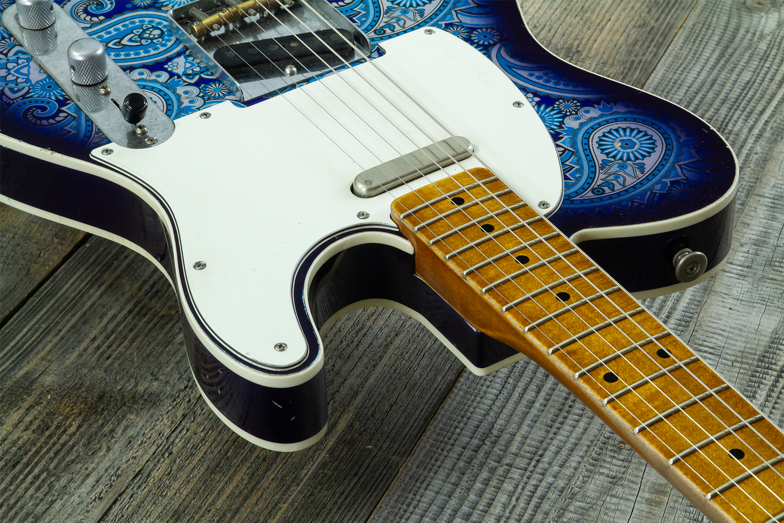 Haar Guitars Trad T Custom 2s Kloppmann. Mn  #43518 - Blue Paisley - Guitarra eléctrica con forma de tel - Variation 4