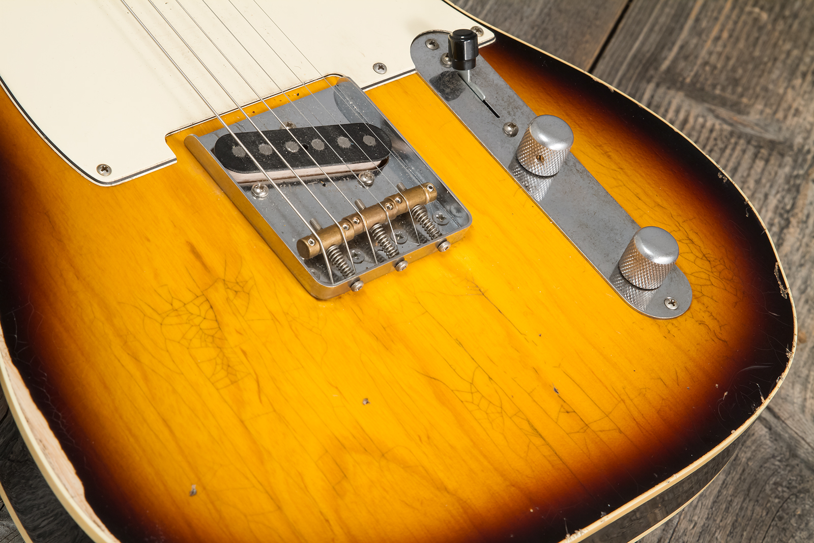 Haar Guitars Trad T Custom 2s Lindy Fralin Ht Rw #42267 - Aged 2-tone Tobacco - Guitarra eléctrica con forma de tel - Variation 3