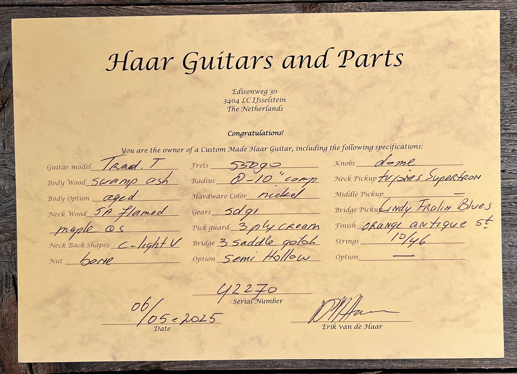 Haar Guitars Trad T Custom 2s Lindy Fralin Ht Rw #42268 - Aged Sonic Blue - Guitarra eléctrica con forma de tel - Variation 9