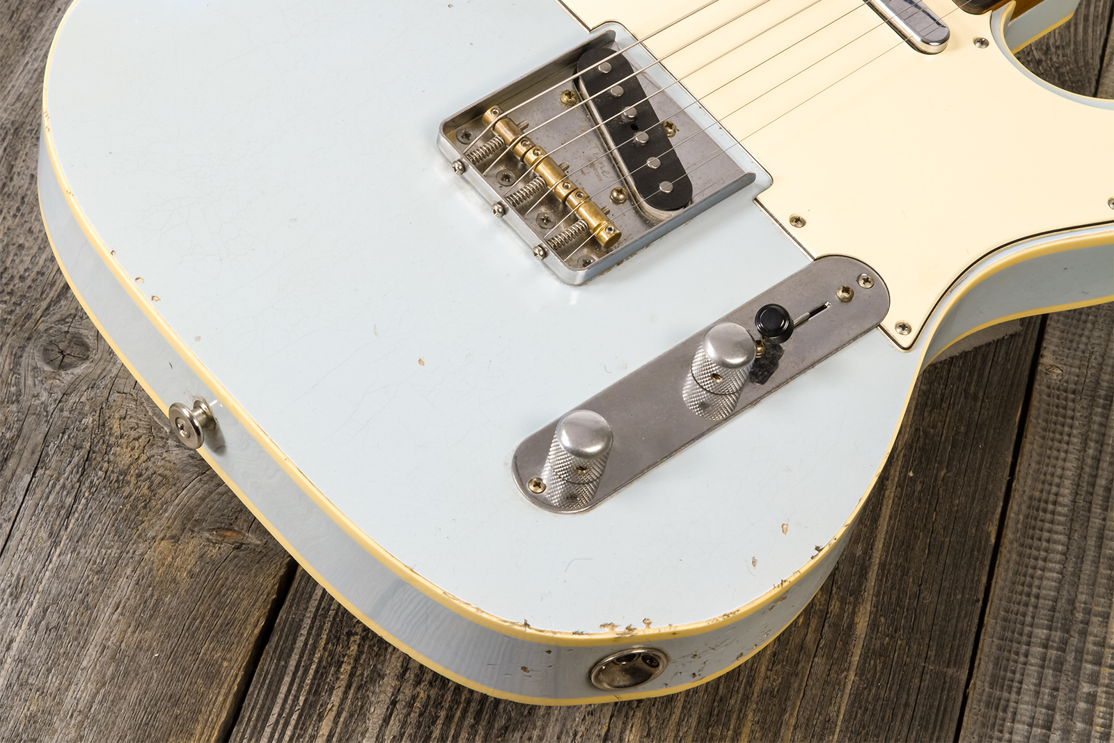 Haar Guitars Trad T Custom 2s Lindy Fralin Ht Rw #42268 - Aged Sonic Blue - Guitarra eléctrica con forma de tel - Variation 4