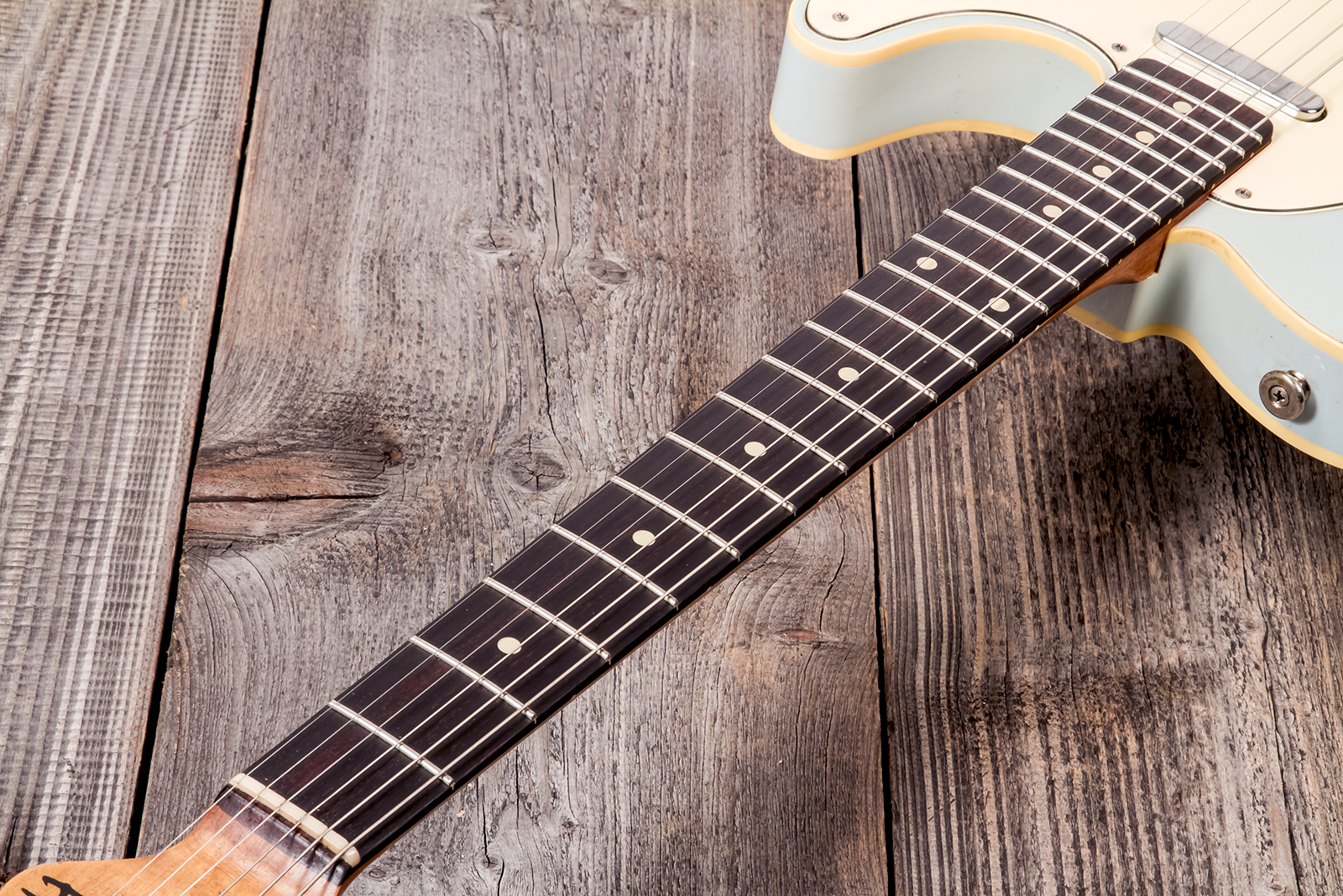 Haar Guitars Trad T Custom 2s Lindy Fralin Ht Rw #42268 - Aged Sonic Blue - Guitarra eléctrica con forma de tel - Variation 5