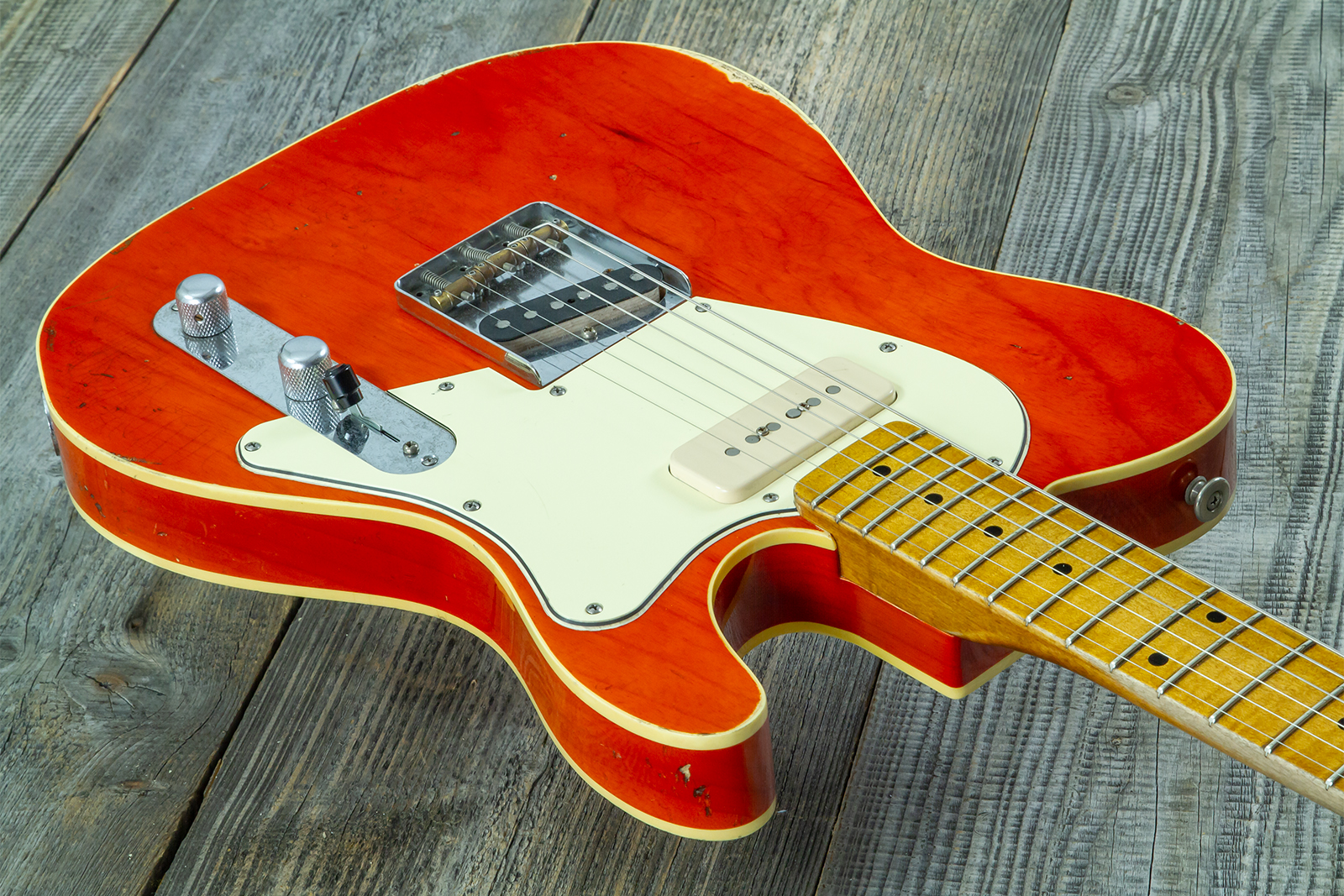 Haar Guitars Trad T Custom 2s P90 Lindy Fralin Mn Ht #43488 - Orange See Through - Guitarra eléctrica con forma de tel - Variation 3