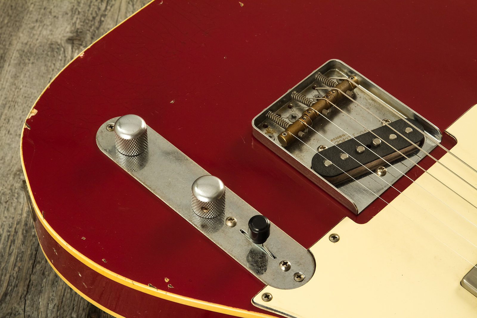 Haar Guitars Trad T Custom Sh Lindy Fralin Ht Rw #42271 - Aged Burgundy - Guitarra eléctrica con forma de tel - Variation 4