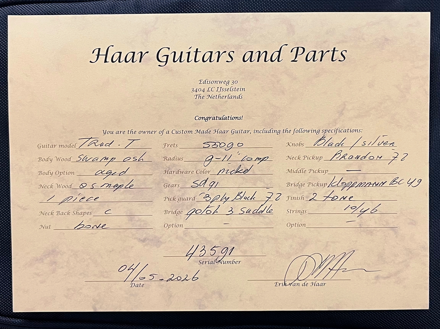 Haar Guitars Trad T Hs Brandon / Kloppmann Ht Mn #43591 - Aged 2 Tone Sunburst - Guitarra eléctrica con forma de tel - Variation 14