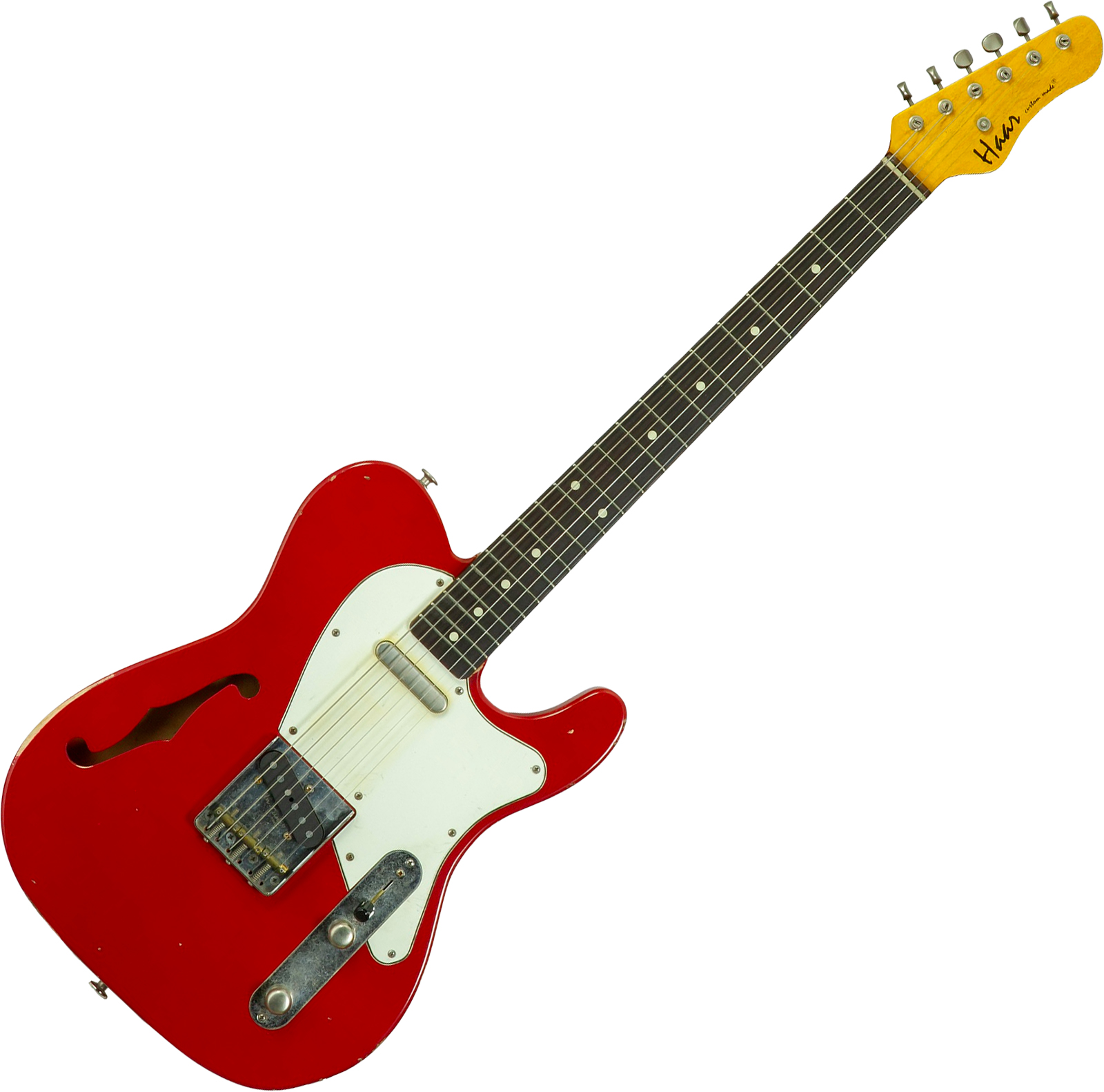 Haar Guitars Trad T Thinline 2s Lindy Fralin Rw #43661 - Aged Old Red - Guitarra eléctrica con forma de tel - Variation 1