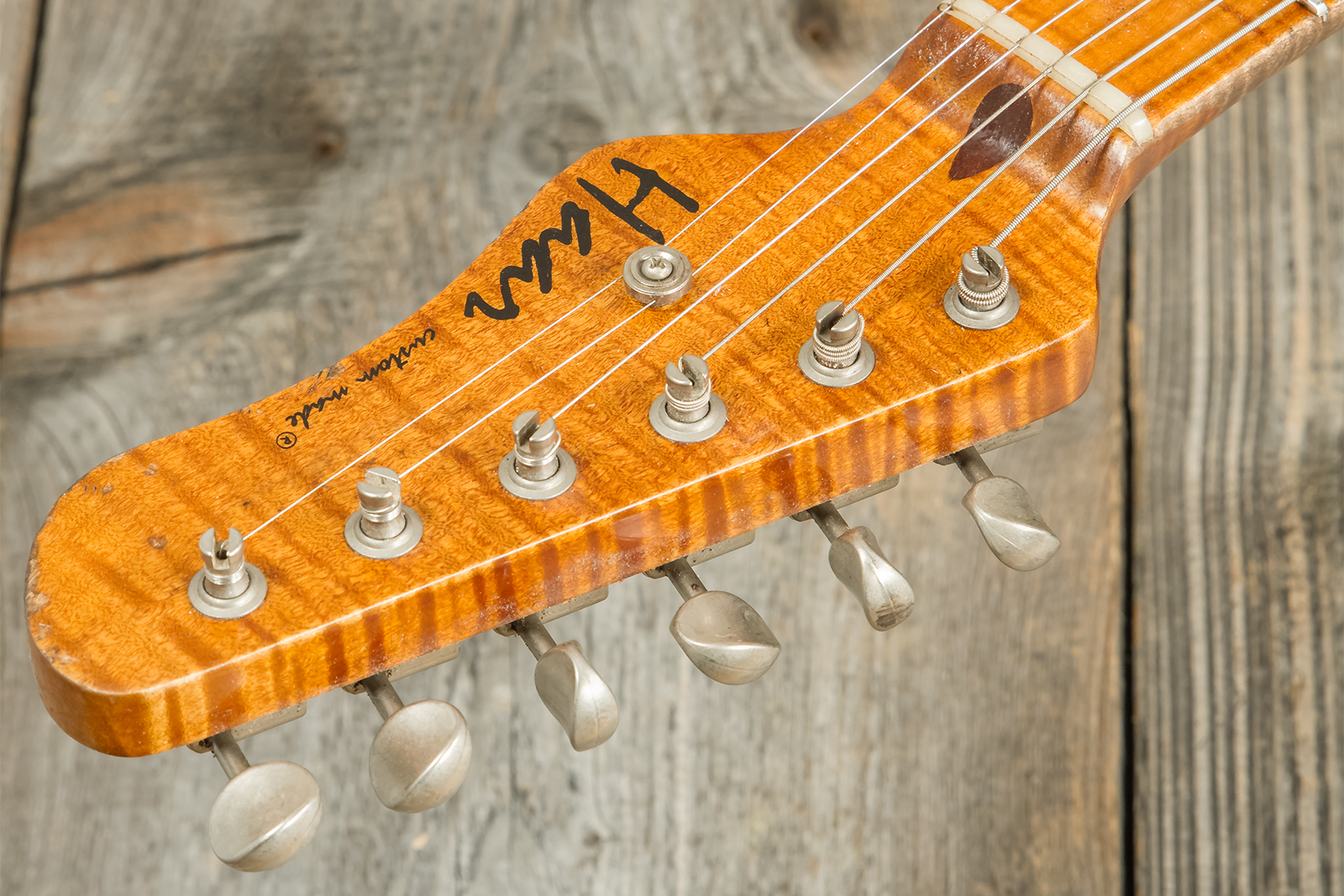 Haar Guitars Trad T Thinline Sh Tv Jones / Lindy Fralin Ht Mn #42270 - Aged Orange Antique - Guitarra eléctrica con forma de tel - Variation 6