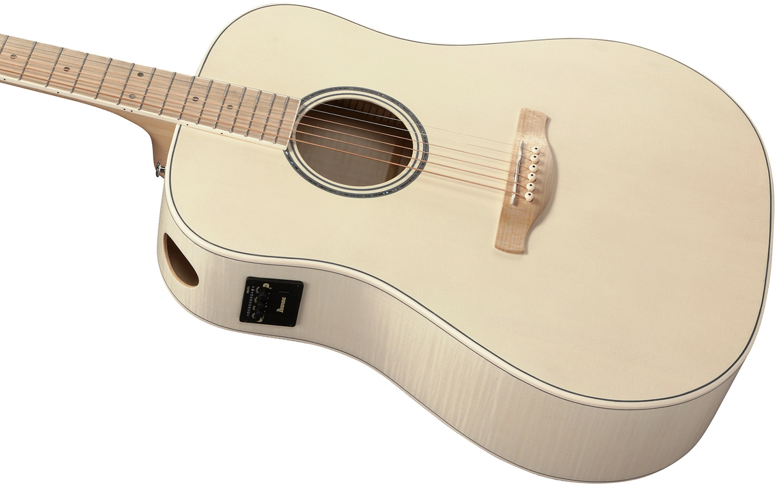 Ibanez Aad77m1e Oaw Advanced Dreadnought Cw Epicea Erable Mn - Open Pore Antique White - Guitarra folk - Variation 2