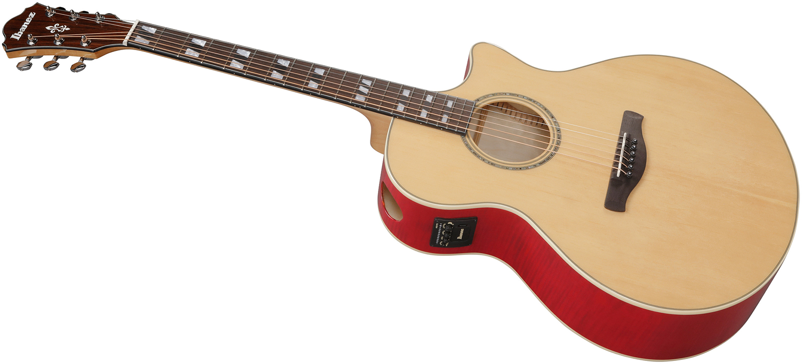 Ibanez Ae170 Ntr Concert Thinline Cw Epicea Erable Ova - Natural Top, Transparent Red Back - Guitarra folk - Variation 2