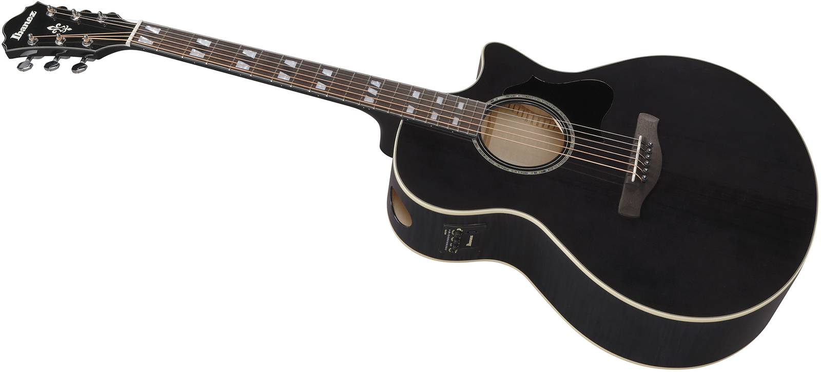 Ibanez Ae170 Tbk Concert Thinline Cw Epicea Erable Ova - Transparent Black - Guitarra folk - Variation 2