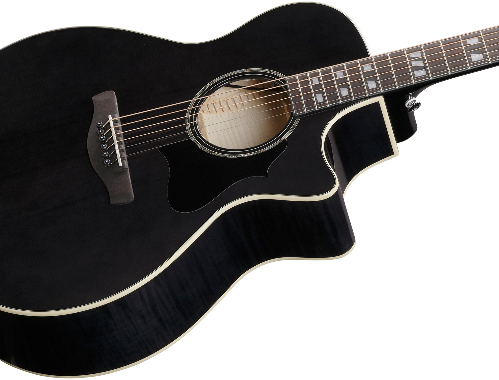 Ibanez Ae170 Tbk Concert Thinline Cw Epicea Erable Ova - Transparent Black - Guitarra folk - Variation 3