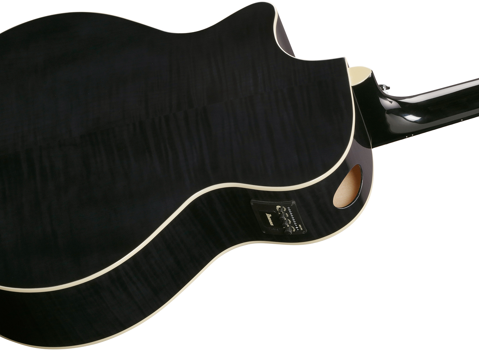 Ibanez Ae170 Tbk Concert Thinline Cw Epicea Erable Ova - Transparent Black - Guitarra folk - Variation 5