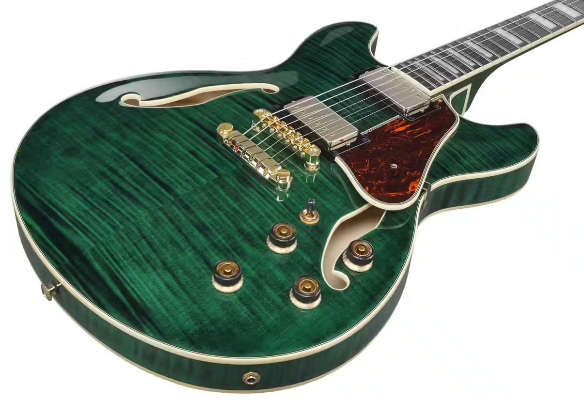 Ibanez As93fm Tmg Artcore Expressionist 2h Ht Eb - Transparent Moss Green - Guitarra eléctrica semi caja - Variation 2