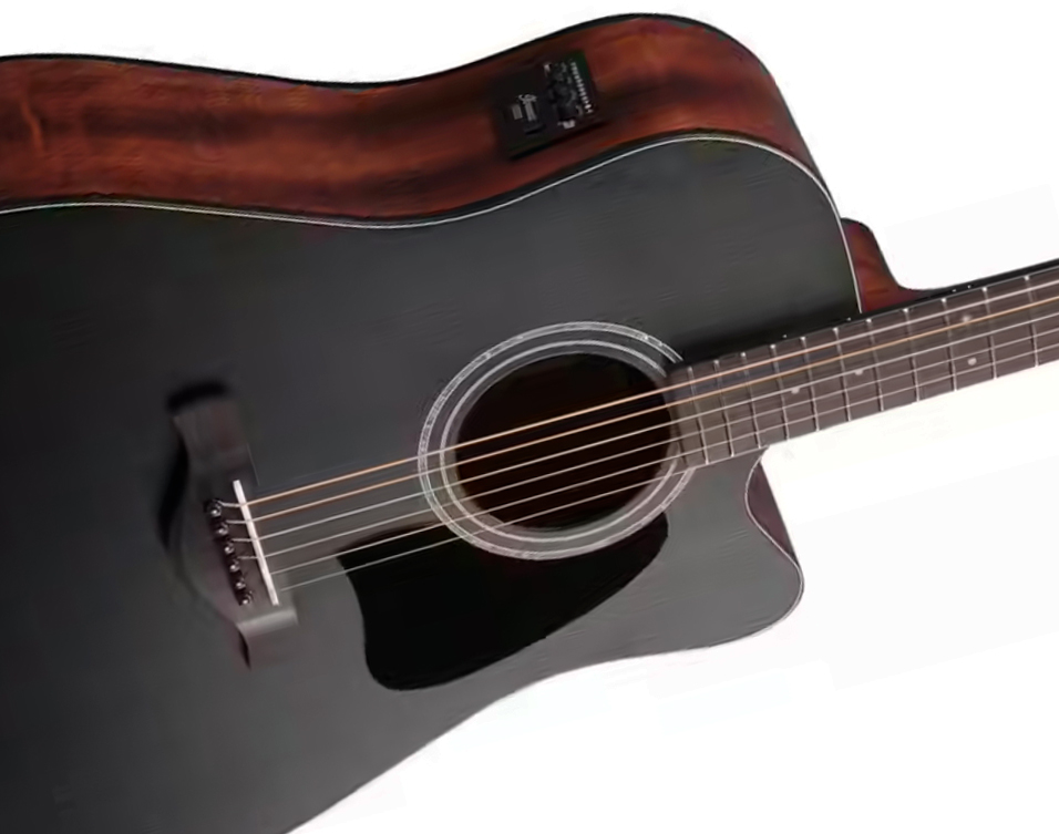 Ibanez Aw247ce Wk Artwood Dreadnought Cw Tout Okoume Ova - Weathered Black Open Pore - Guitarra folk - Variation 2