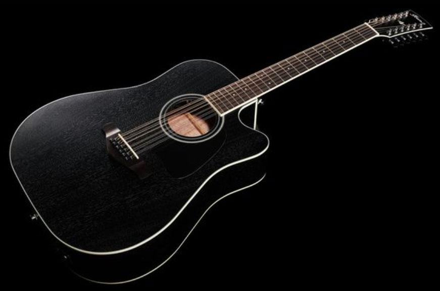 Ibanez Aw8412ce Wk Artwood Dreadnought Cw 12c Tout Okoume Ova - Weathered Black Open Pore - Guitarra electro acustica - Variation 1