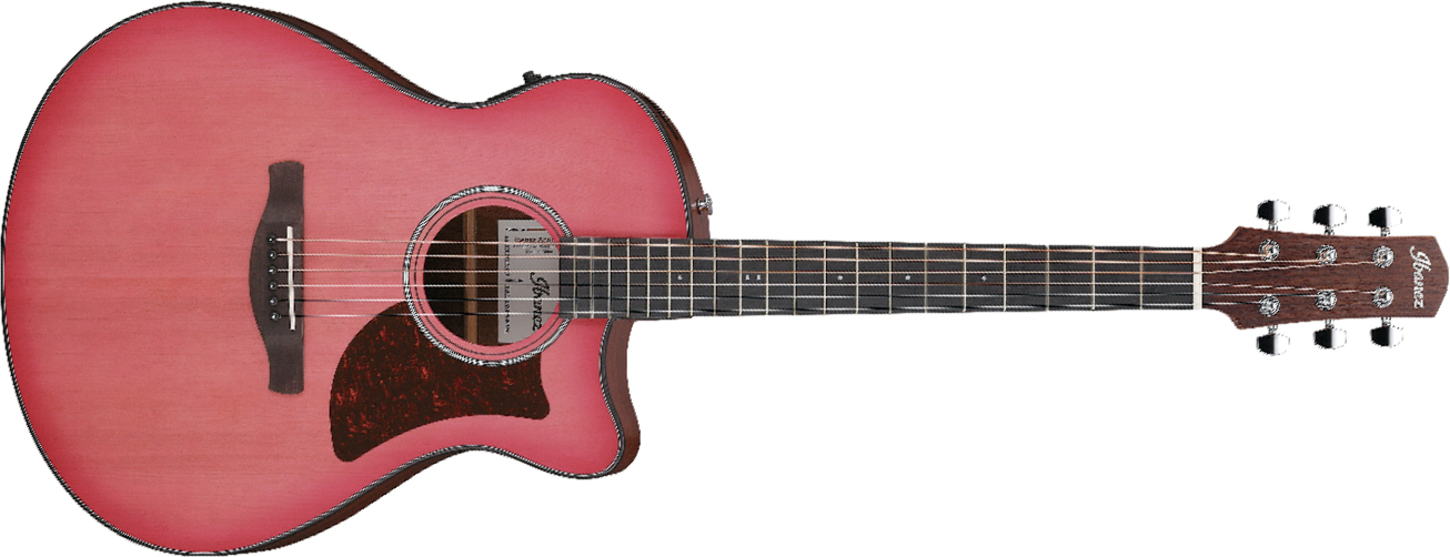 Ibanez Aam50ce Cro Advanced Auditorium Cw Epicea Sapele Pur - Coral Red Burst Open Pore - Guitarra folk - Main picture