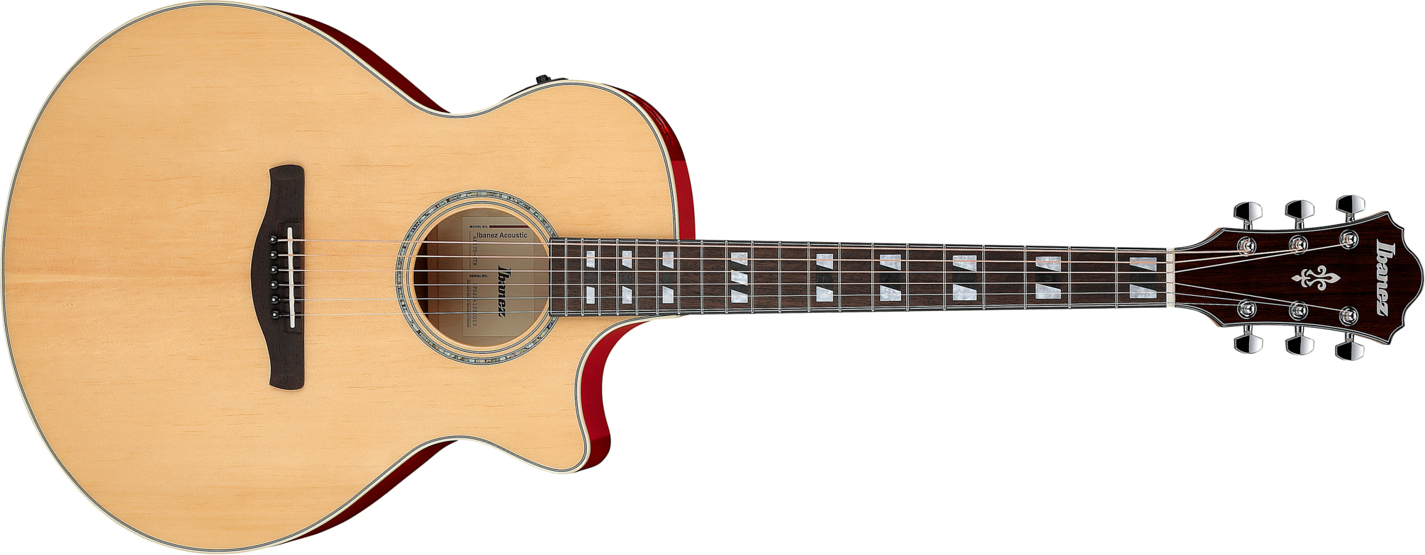 Ibanez Ae170 Ntr Concert Thinline Cw Epicea Erable Ova - Natural Top, Transparent Red Back - Guitarra folk - Main picture