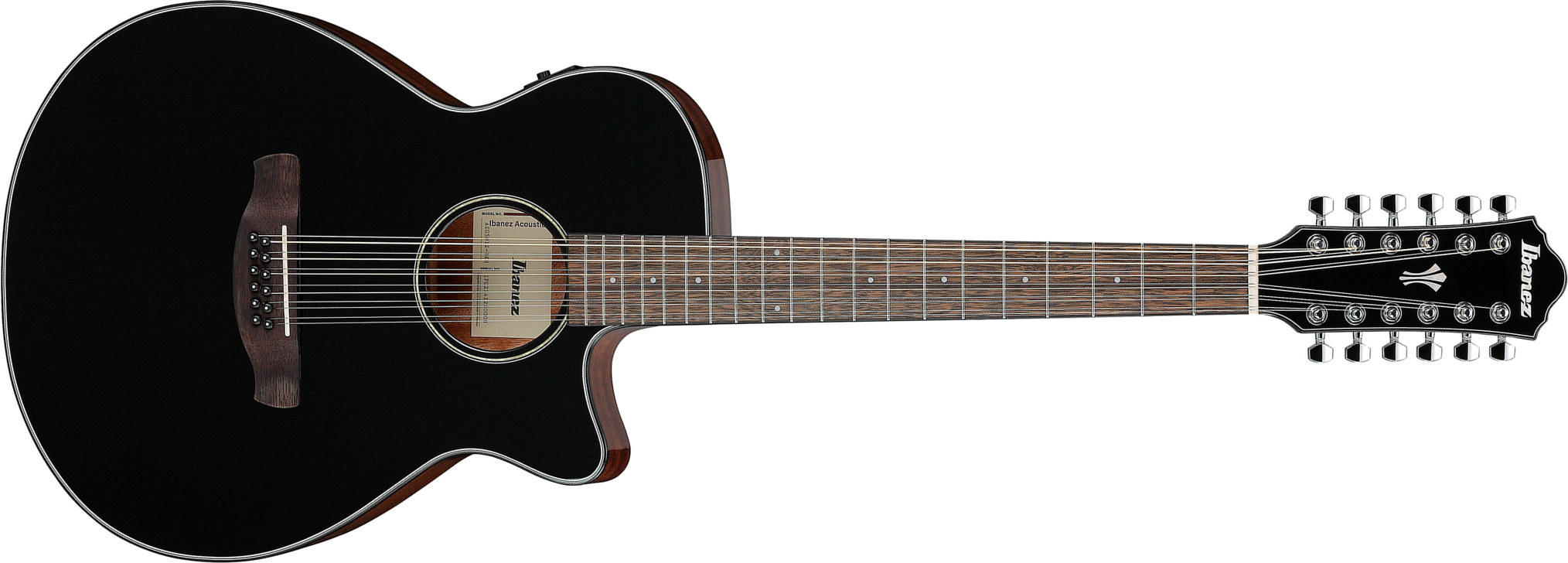 Ibanez Aeg5012 Bkh Concert 12c Epicea Okoume Lau - Black - Guitarra folk - Main picture