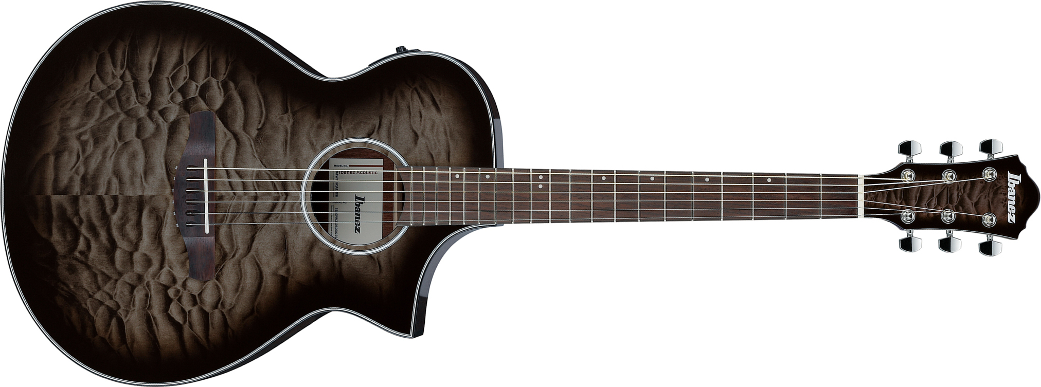 Ibanez Aewc16qa Tkh Grand Concert Cw Tilleul Sapele Rw - Transparent Black Sunburst - Guitarra folk - Main picture