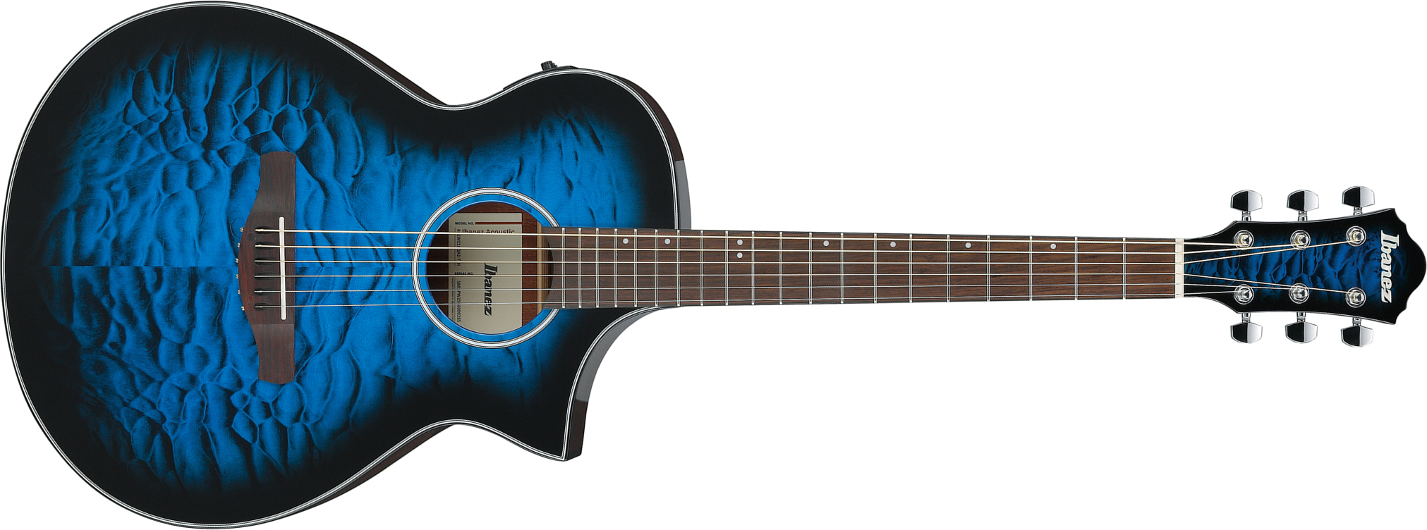 Ibanez Aewc16qa Tlh Grand Concert Cw Tilleul Sapele Rw - Transparent Blue Sunburst - Guitarra folk - Main picture