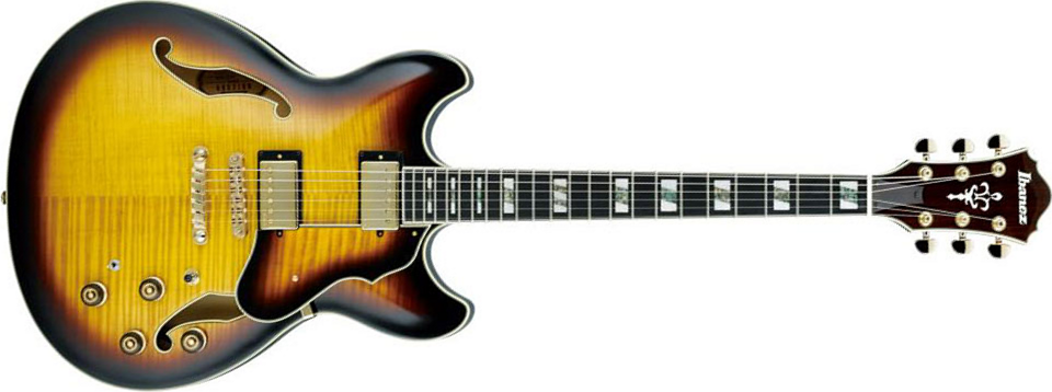 Ibanez As153 Ays Artstar Hh Ht Eb - Antique Yellow Sunburst - Guitarra eléctrica semi caja - Main picture