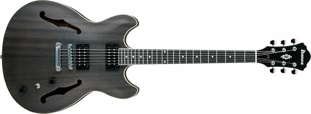 Ibanez As53 Tkf Artcore Hh Ht Noy - Trans Black Flat - Guitarra eléctrica semi caja - Main picture