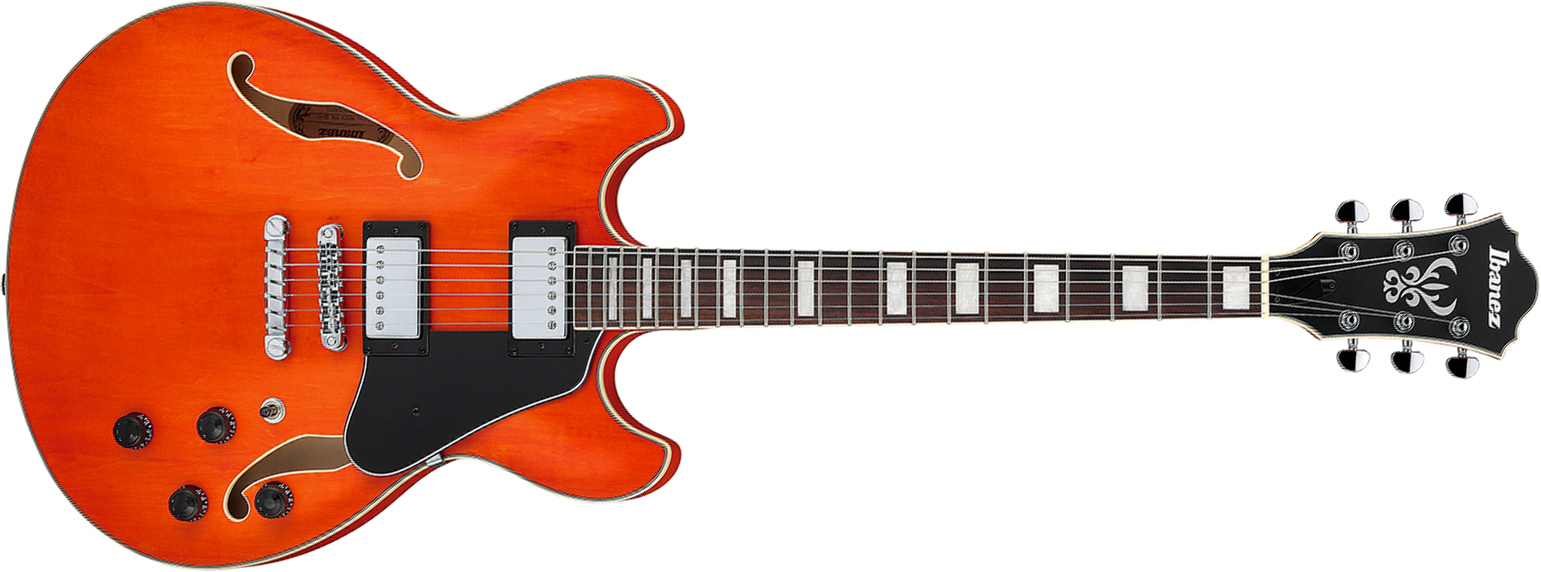 Ibanez As73 Ttf Artcore 2h Ht Rw - Transparent Tangerine Flat - Guitarra eléctrica semi caja - Main picture