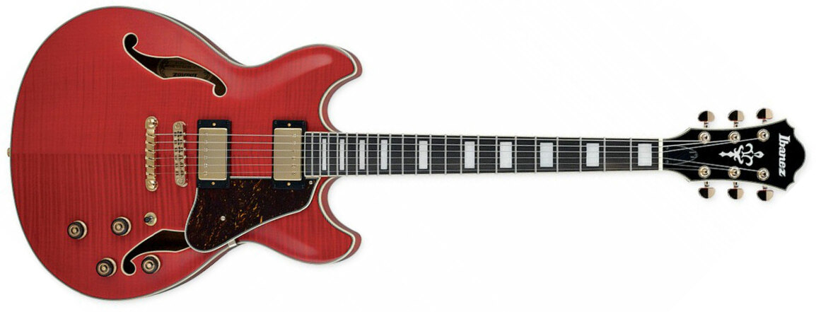 Ibanez As93fm Tcd Artcore Expressionist Hh Ht Eb - Trans Cherry Red - Guitarra eléctrica semi caja - Main picture