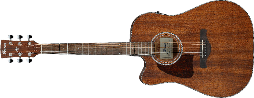 Ibanez Aw54lce Opn Artwood Dreadnought Cw Gaucher Tout Acajou Lau - Open Pore Natural - Guitarra folk - Main picture