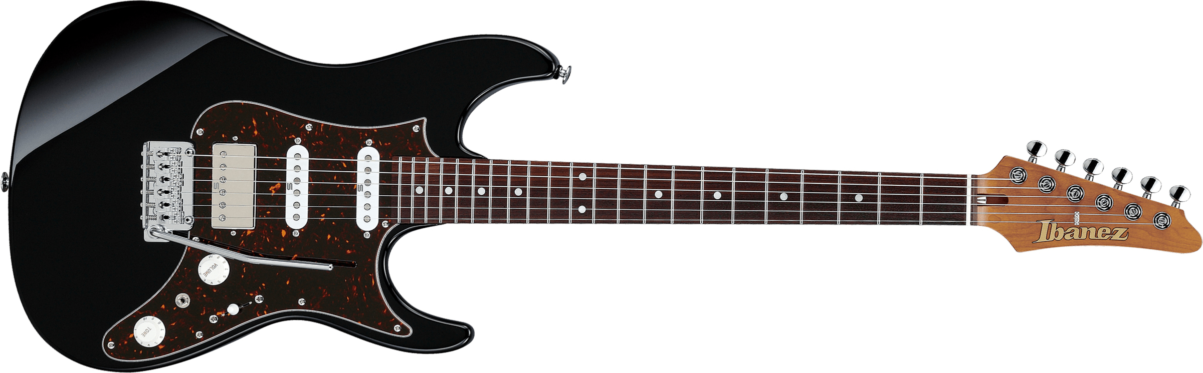 Ibanez Az2204n Bk Prestige Jap Hss Seymour Duncan Trem Rw - Black - Guitarra eléctrica con forma de str. - Main picture
