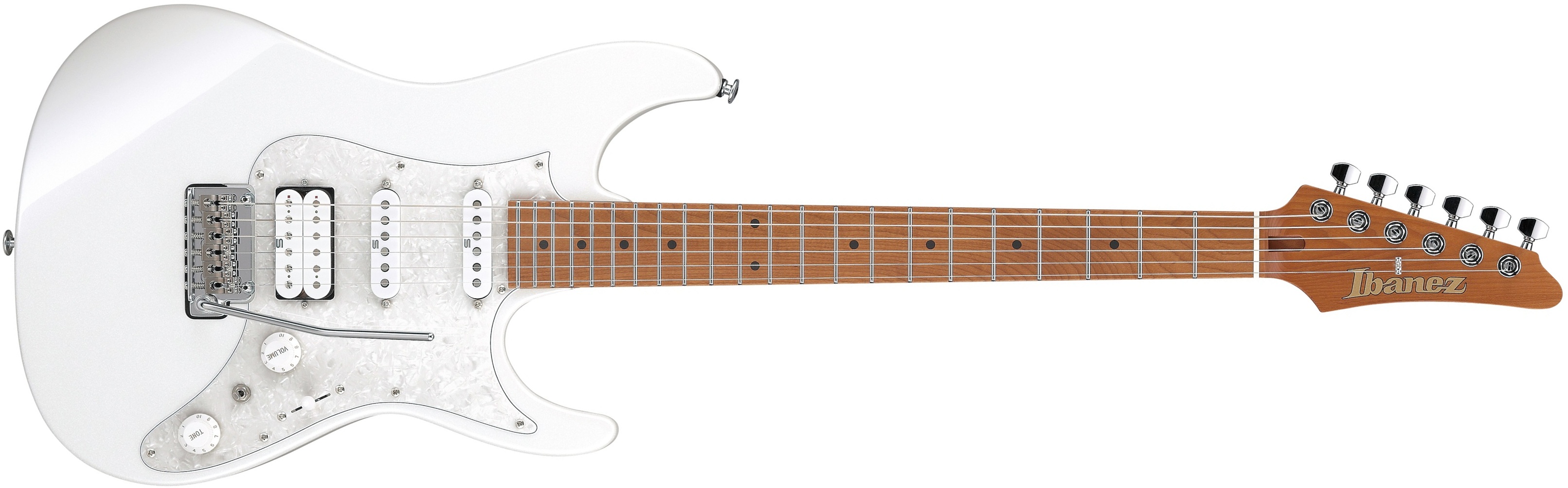 Ibanez Az2204pw Prestige Japon Trem Hss Mn - Pearl White - Guitarra eléctrica con forma de str. - Main picture