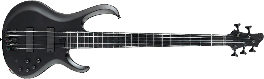 Ibanez Btb625ex Bkf Iron Label 5c Active Bartolini Ebo - Black Flat - Bajo eléctrico de cuerpo sólido - Main picture
