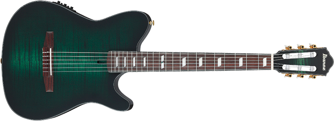 Ibanez Frh20fmn Dgl Hollow Cw Erable Sapele Rw - Deep Emerald Green - Guitarra clásica 4/4 - Main picture