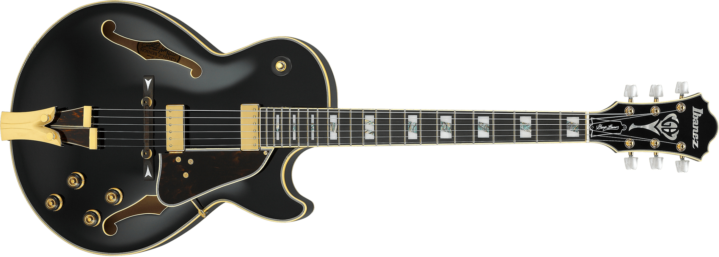 Ibanez George Benson Gb10 Bs Prestige Jap Signature 2h Ht Eb - Black - Guitarra elécrica Jazz cuerpo acústico - Main picture