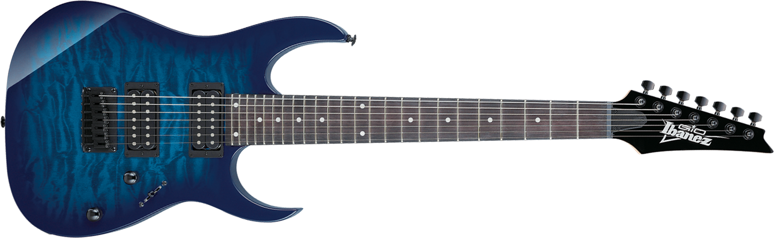 Ibanez Grg7221qa Tbb Gio 7c 2h Ht Pur - Transparent Blue Burst - Guitarra eléctrica con forma de str. - Main picture