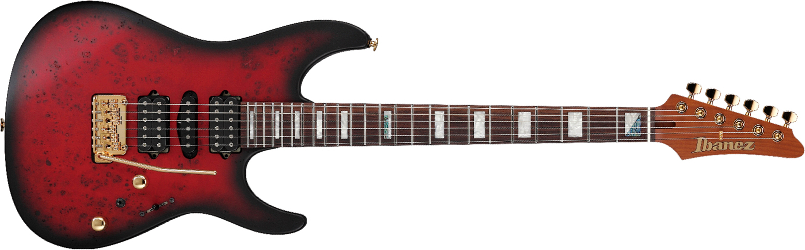 Ibanez Kiko Loureiro Kiko300 Rrt Prestige Jap Signature Hsh Dimarzio Fr Rw - Ruby Red Sunburst Flat - Guitarra eléctrica con forma de str. - Main pict