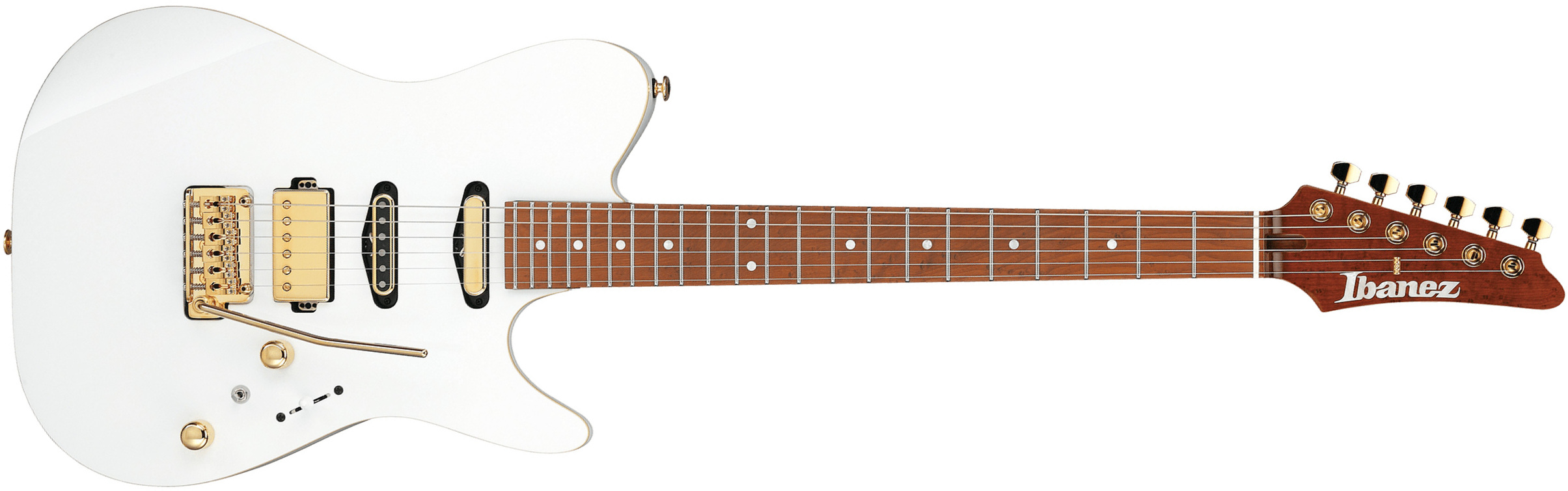 Ibanez Lari Basilio Lb1 Wh Jap Signature Hss Trem Mn - White - Guitarra eléctrica con forma de tel - Main picture