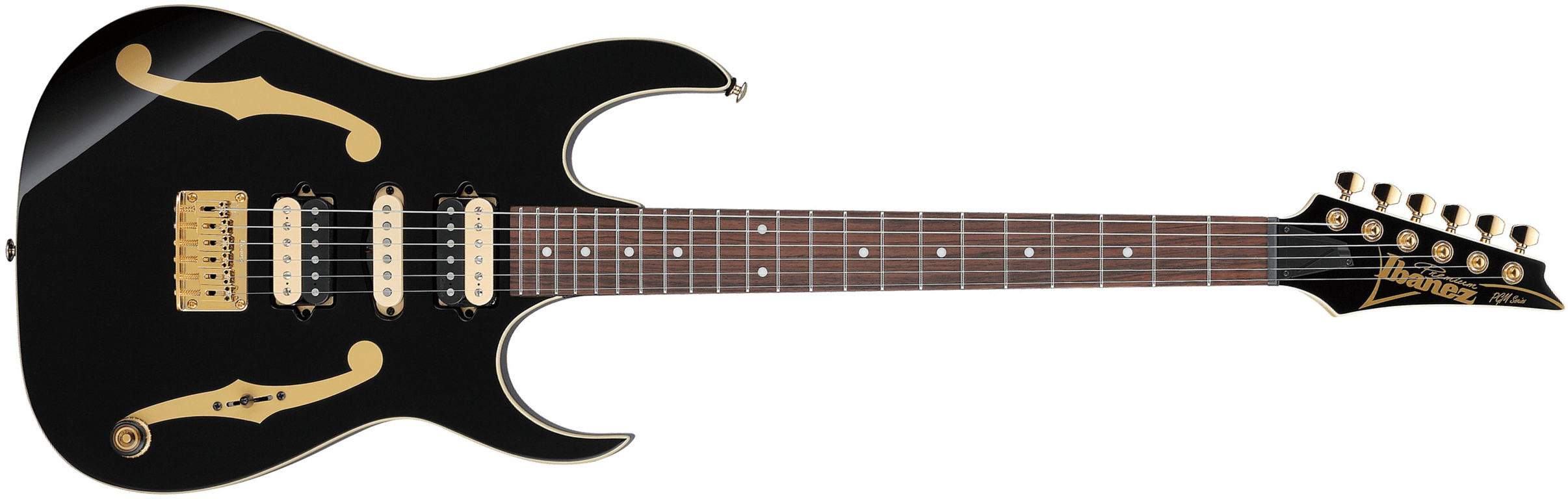 Ibanez Paul Gilbert Pgm50 Bk Premium Signature Hsh Dimarzio Ht Rw - Black - Guitarra eléctrica de autor - Main picture