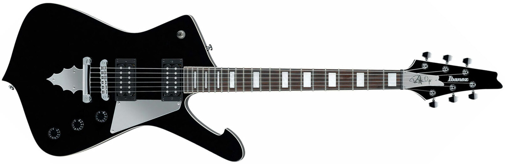 Ibanez Paul Stanley Ps60 Bk Signature Hh Ht Pur - Black - Guitarra electrica metalica - Main picture