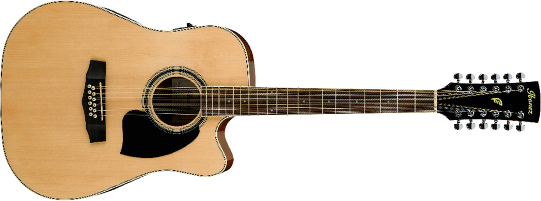 Ibanez Pf1512ece Nt Performance Dreadnought Cw 12c Epicea Acajou Lau - Natural - Guitarra folk - Main picture