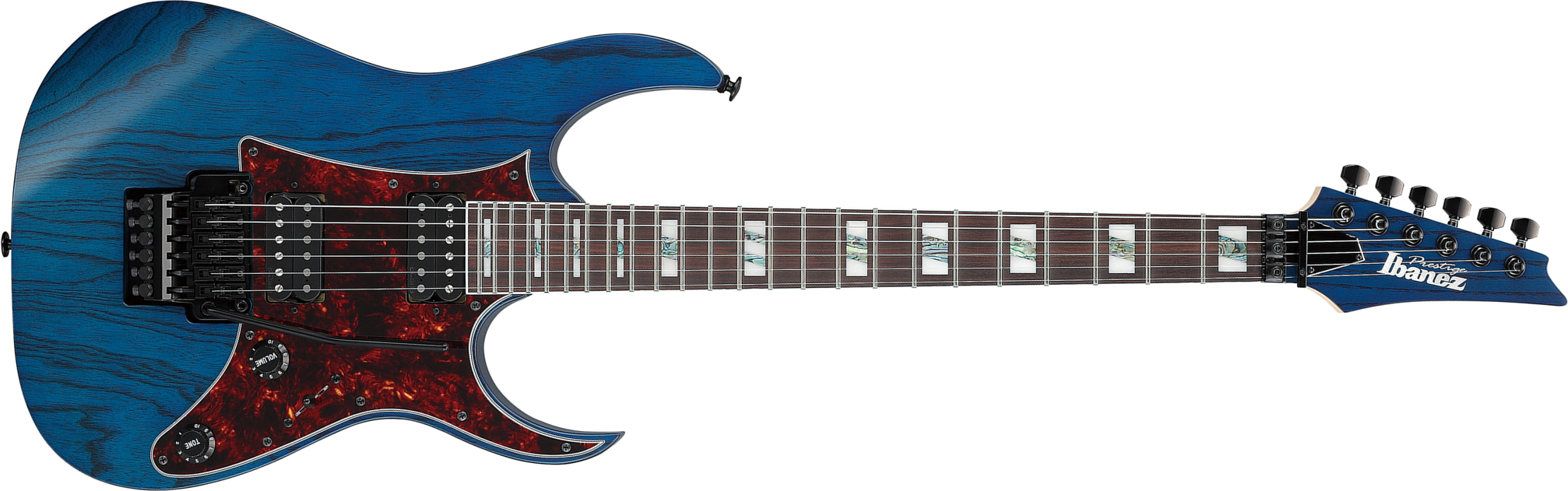 Ibanez Rg653dx Tdf Prestige Jap 2h Rw - Transparent Deep Blue Flat - Guitarra eléctrica con forma de str. - Main picture