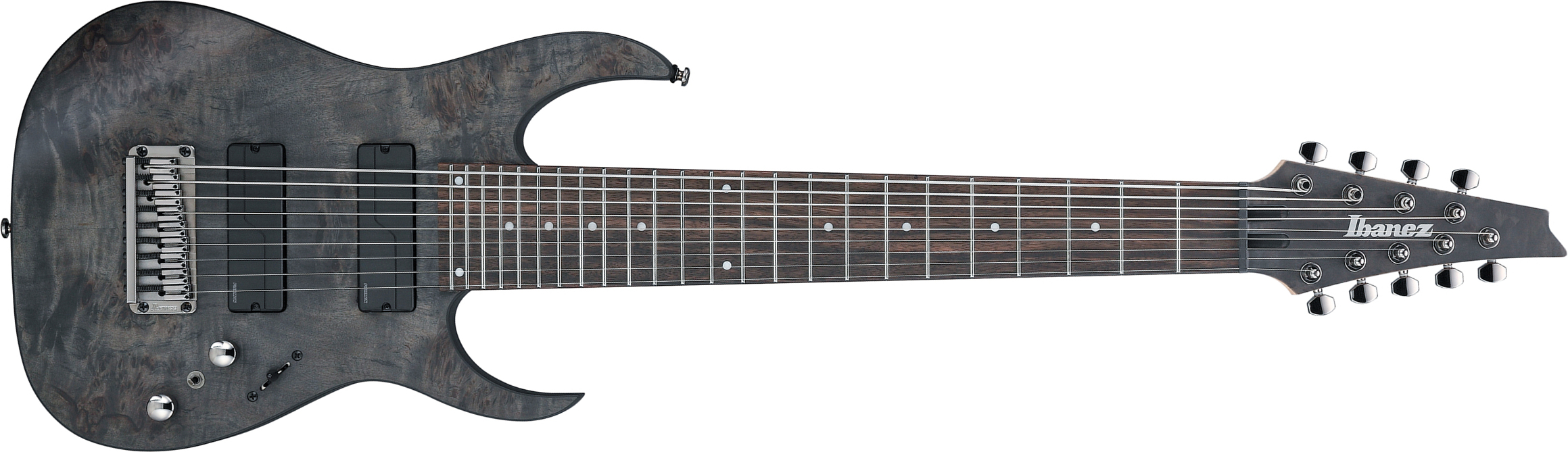 Ibanez Rg9pb Tgf Axe Design Lab 9c 2h Fishman Fluence Modern Ht Eb - Transparent Grey Flat - Guitarra electrica de 8 y 9 cuerdas - Main picture