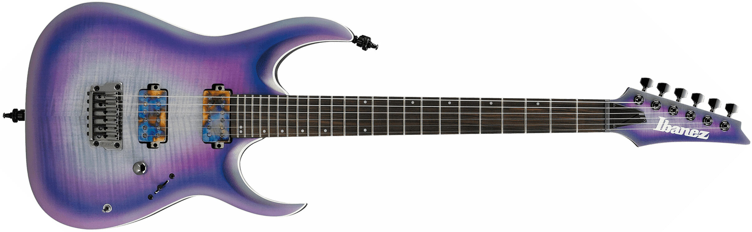 Ibanez Rga61al Iaf Axion Label Hh Bare Knuckle Ht Eb - Indigo Aurora Burst Flat - Guitarra electrica metalica - Main picture