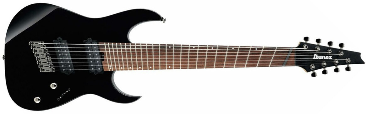 Ibanez Rgms8 Bk 8c Multiscale 2h Ht Jat - Black - Guitarra eléctrica barítono - Main picture