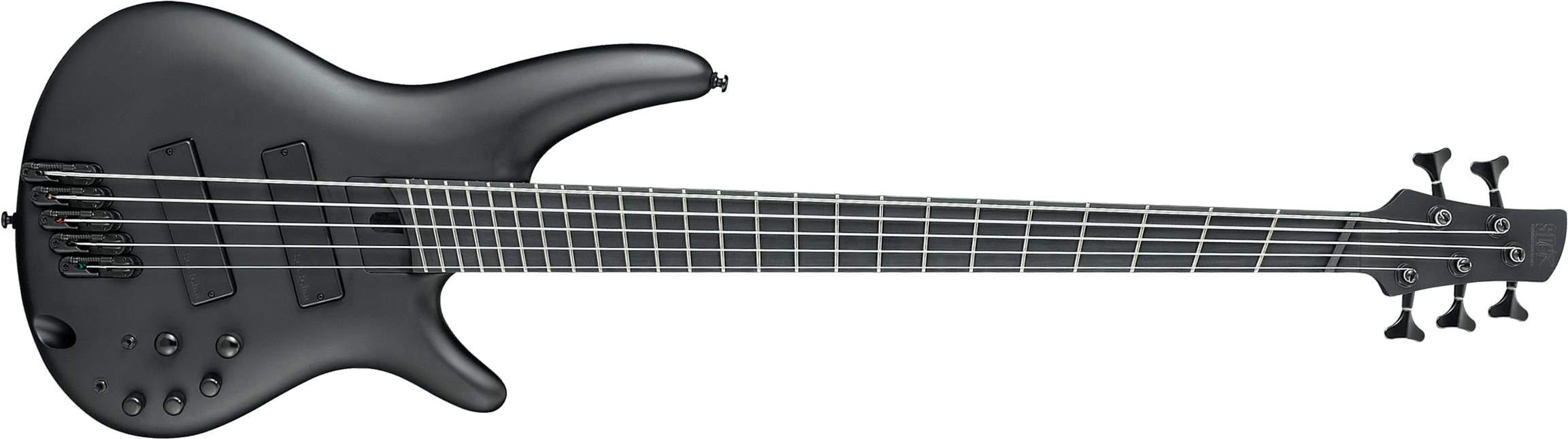 Ibanez Srms625ex Bkf Iron Label 5c Active Bartolini Ebo - Black Flat - Bajo eléctrico de cuerpo sólido - Main picture