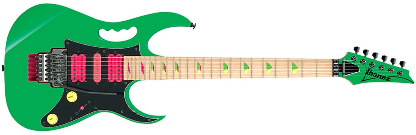 Ibanez Steve Vai Jem777 Lng Japon Signature Hsh Dimarzio Fr - Loch Ness Green - Guitarra eléctrica con forma de str. - Main picture