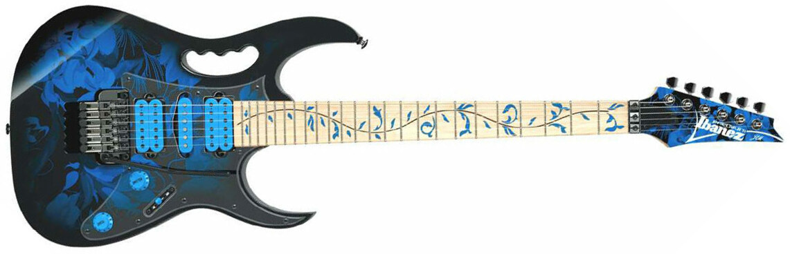 Ibanez Steve Vai Jem77p Bfp Premium Hsh Fr Mn - Blue Floral Pattern - Guitarra eléctrica con forma de str. - Main picture