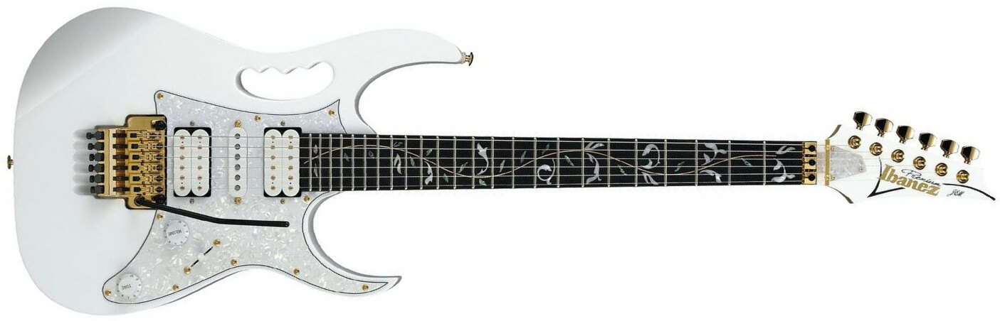 Ibanez Steve Vai Jem7vp Wh Premium Signature Hsh Fr Eb - White - Guitarra eléctrica de doble corte - Main picture
