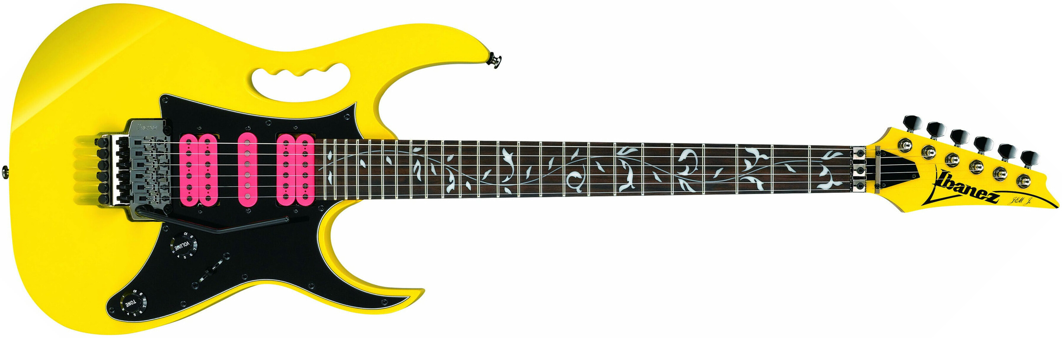 Ibanez Steve Vai Jemjr Ye Signature Hsh Fr Rw - Yellow - Guitarra eléctrica con forma de str. - Main picture