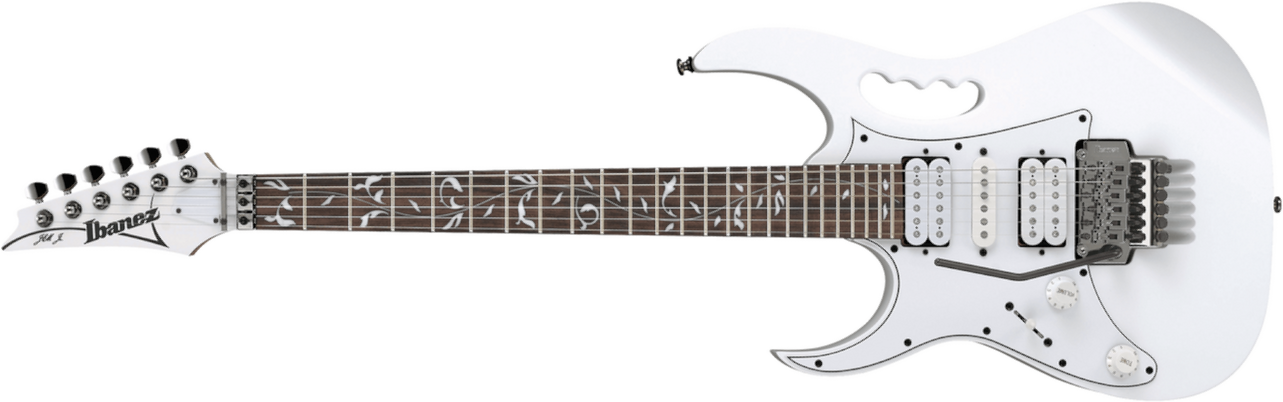 Ibanez Steve Vai Jemjrl Signature Gaucher Fr Hh Ja - White - Guitarra electrica para zurdos - Main picture