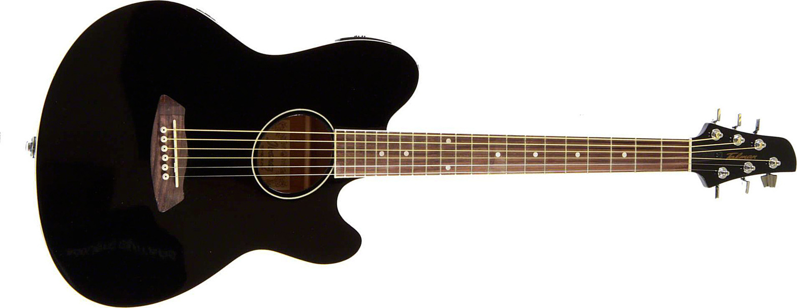 Ibanez Tcy10e Bk Talman Cw Epicea Sapele Pur - Black - Guitarra folk - Main picture